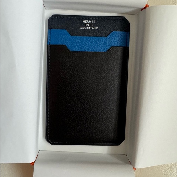 NWB Hermes City 3CC Color Block card holder Noir/Bleu suit/Bleu Zellige Rare! - Picture 2 of 12